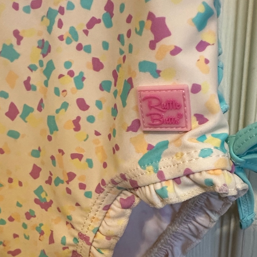 Ruffle Butts Multicolor Confetti Kids Swim One Piece - Picture 7 of 7